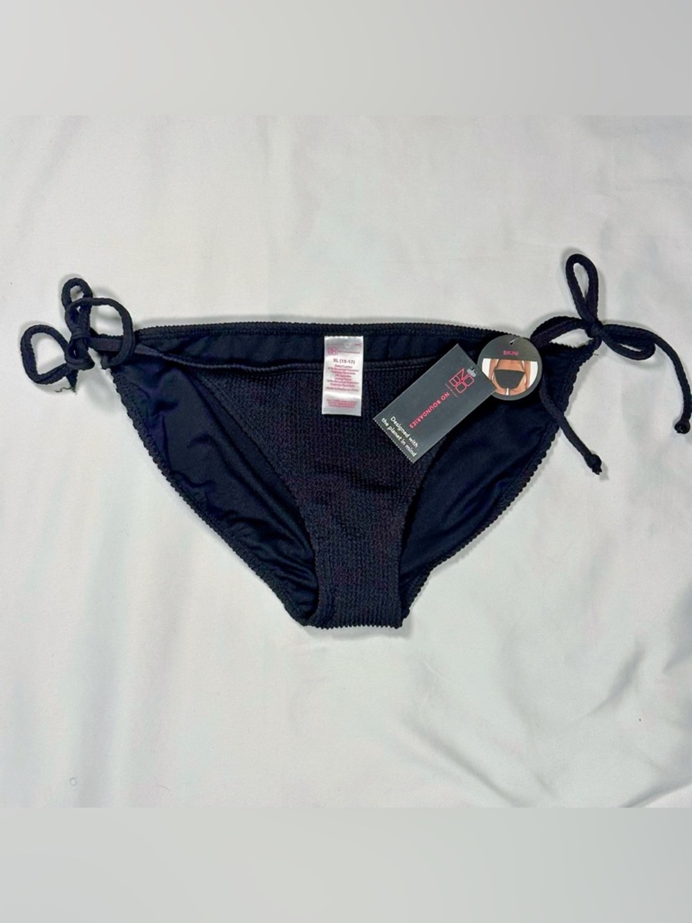 No Boundaries Black Smocked Side-Tie Bikini Bottom